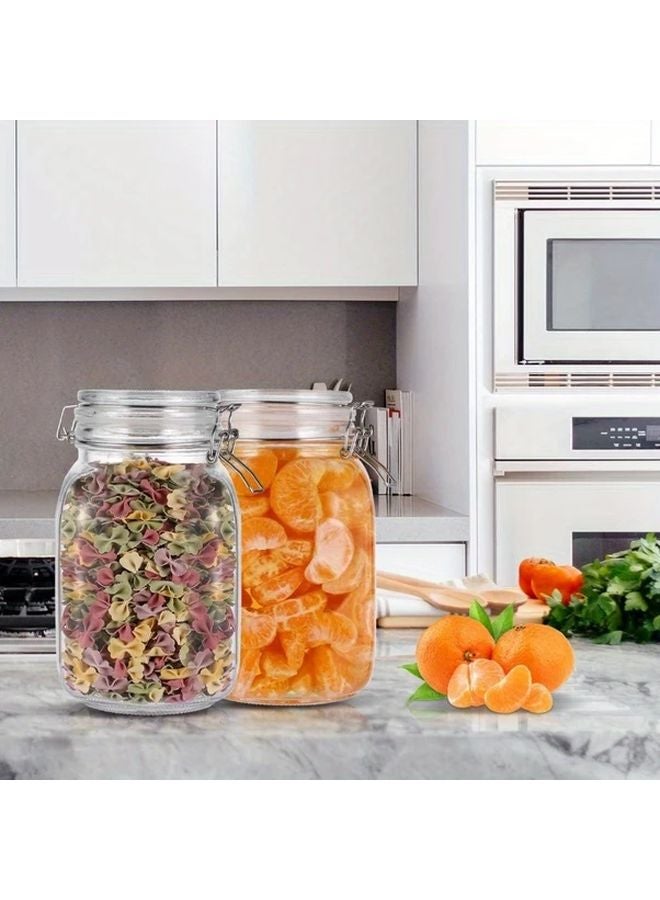 2pcs Wide Mouth Mason Jars With Hinged Lids Airtight Glass Storage Containers 50 72oz - Image 4